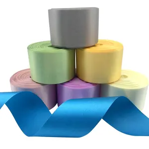 E-ma thuật nóng bán 196 cổ Màu sắc duy nhất hai mặt 100% polyester satin ribbon1 1/2 biểu tượng tùy chỉnh Ribbon 38 Mét