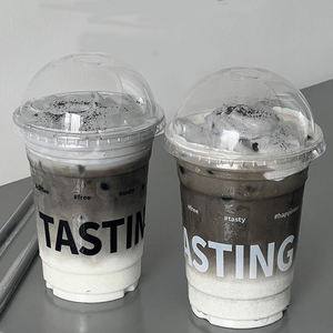 Custom Commercial PET Coffee <b>Cups</b> 98mm Caliber Disposable Thickened with Lids Cold <b>Drink</b> <b>Cups</b> for Milk Tea Latte - Product Image 2