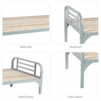 Lit simple en fer à cadre métallique, moderne et économique, pour dortoirs scolaires, hospitaliers et petits auberges, compatible avec les matelas