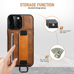 Nueva funda de teléfono con tarjetero de cuero PU a prueba de golpes para <span class=keywords><strong>iPhone</strong></span> 16 <span class=keywords><strong>Pro</strong></span> Max 17 15 14 13 con correa de muñeca tipo billetera - Product Image 6