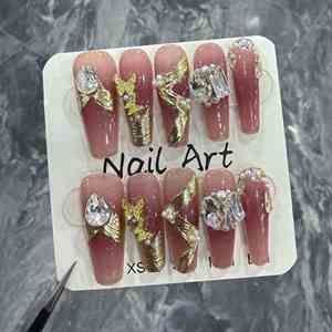 <span class=keywords><strong>Uñas</strong></span> Postizas de Lujo Hechas a Mano al por Mayor, 10 Piezas, Material ABS de Alta Calidad, Diseño Mixto, Patrones Cuadrados, Almendrados y Stiletto para Dedos - Product Image 6
