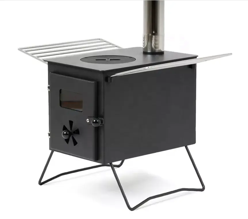 Portable freestanding steel outdoor camping heating cooking smokeless wood burning stove for tent