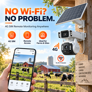 กล้องวงจรปิดพลังงานแสงอาทิตย์ Wistino 4G LTE แบบเลนส์คู่ ความละเอียด 10MP ภาพสีกลางคืน ระบบกันน้ำ IP66 ใช้พลังงานจากแบตเตอรี่พลังงานแสงอาทิตย์ กล้อง AOV - Product Image 2