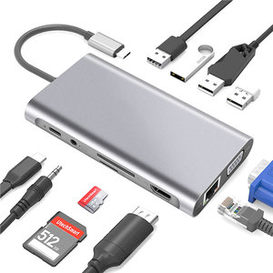 Hub USB C Multifonction 11-en-1-4 X Usb 3.0 a - Usb Splitter - PD VGA 4K HD HDTV 3.5mm Prise casque <span class=keywords><strong>audio</strong></span> 11 en 1 Type C Hub - Product Image 2
