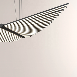 Avión moderno Oficina pescado hueso lineal colgante luz comedor sala de estar creativo remolino <span class=keywords><strong>Piano</strong></span> suspensión LED negro araña - Product Image 2