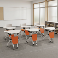 Table gigogne moderne en fer avec plateau rabattable pour salles de conférence/formations et bureaux d'étudiant - Hauteur réglable