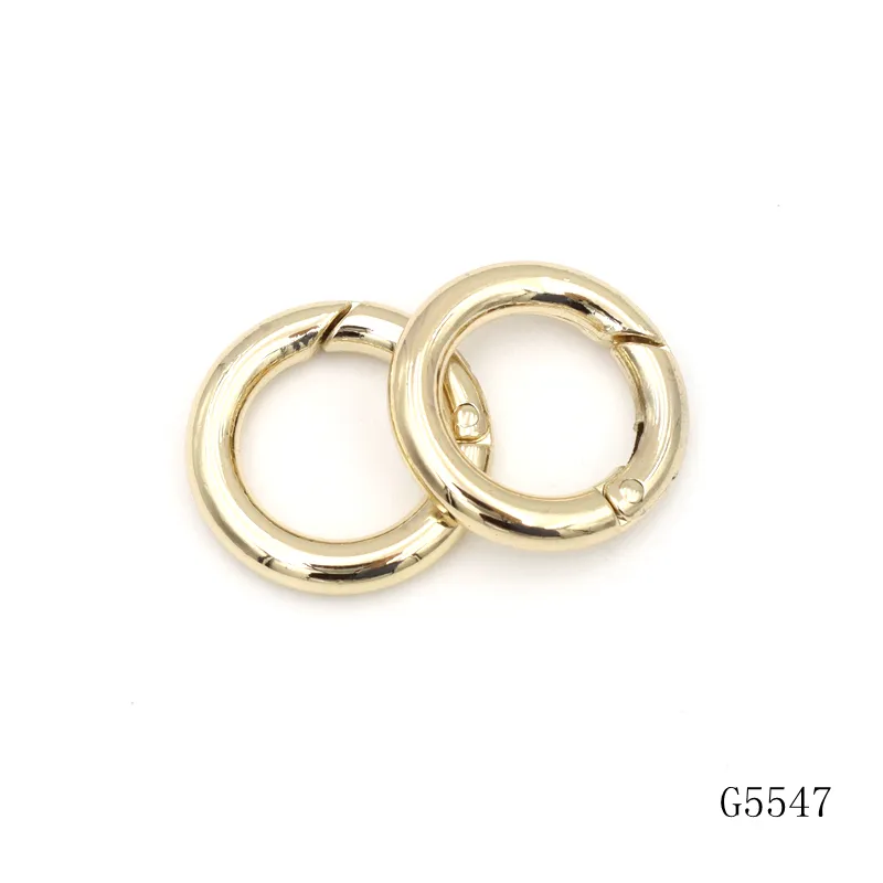 Excellent Quality Metal Shiny Gold 3/4" Circular Spring Ring Buckles Round Shape Metal Spring Ring Clasp