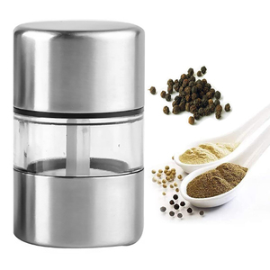 Moulin à sel et à poivre manuel en acier inoxydable avec lame en céramique et réglage de la grosseur – Vente en gros - Product Image 2