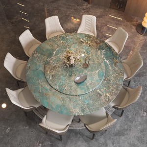Table ronde en marbre vert <span class=keywords><strong>Amazon</strong></span> <span class=keywords><strong>de</strong></span> luxe italien sur mesure, acier inoxydable sur mesure pour villa <span class=keywords><strong>de</strong></span> luxe - Product Image 4