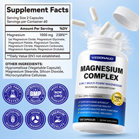 VEGONAUD GMP Factory Custom 8-en-1 Complexe de Magnésium Glycinate, Malate et Citrate en Capsules pour la Santé Osseuse et Musculaire des Adultes