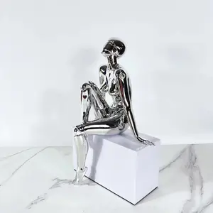 Galvanização maquinaria goddess sentado postura simples moderno abstrato figura escultura