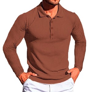 <span class=keywords><strong>Polo</strong></span> sportiva estiva da uomo Casual con collo alto elastico a righe verticali a maniche lunghe da uomo - Product Image 5
