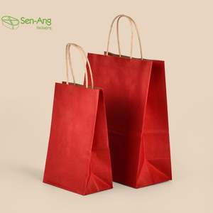 SenAng05 en stock, vente en gros, 100 sacs en papier pour vin de taille moyenne, personnalisés, blancs, avec poignée, en vrac - Product Image 3