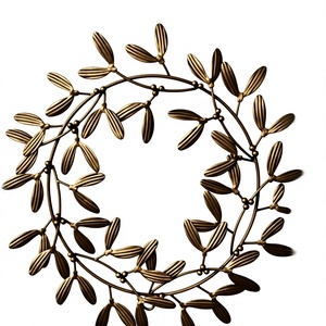 Guirnalda Decorativa Clásica de Bronce Hecha a Mano, Forma Redonda, Flores Artesanales sin Iluminación, Adorno - Product Image 2