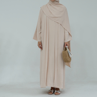 Ensemble Abaya 2 pièces Loriya pour femmes, taille XXL, couleur unie, vêtements islamiques pour Ramadan et EID, adapté à l'été et à l'automne, design en gros