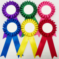 Rubans de satin à logo personnalisé pour mariage et anniversaire Prix de rosette plissée à volants pour passe-temps