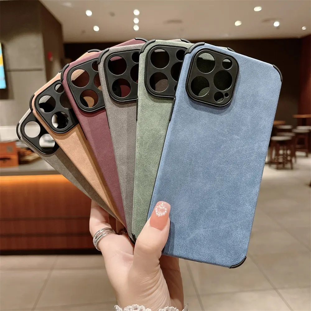 Hot Bán Chống Sốc Cover Quay Lại Da Trường Hợp Điện Thoại Cho Iphone 13 Pro Max 12 11 14 15 Mềm TPU Da Lộn Trường Hợp Điện Thoại