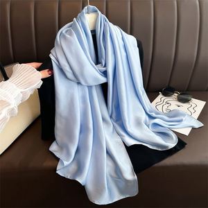 Bestella Women's Spring/Summer Joker Scarf Simple Long Satin Polyester Silk Solid Color Beach Middle East Scarf for Beach Travel - Product Image 2