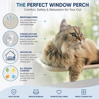 Hamac pour chat avec fenêtre en maille respirante, lit suspendu pour chats, toutes saisons, utilisation en intérieur avec ventouses