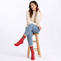 Chaussettes pour femmes personnalisées, style vintage géométrique, avec bord festonné, en tricot rétro, OEM ODM, logo personnalisé, pour un usage quotidien, décontracté ou comme cadeau