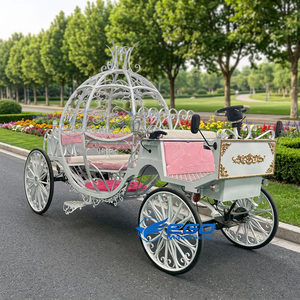 Chariot de mariage personnalisé à prix de gros, chariot de mariage blanc de luxe, chariot électrique en forme de citrouille pour fêtes d'enfants - Product Image 1