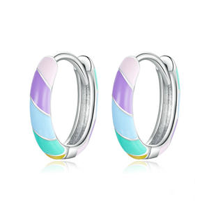 Orecchini a Cerchio Geometrici Colorati E2010 in Argento 925 con Cristalli e Strass, per Uso Quotidiano Femminile - Product Image 1