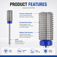 Service OEM direct usine, fraise à ongles 3 en 1 à grand diamètre de 6,6 mm, pour manucure, pédicure et polissage de gel, avec tige de 2,35 mm, pour salon de manucure