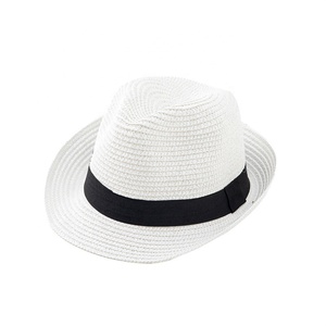 Chapeau Fedora Panama SOLPOP pour Fête avec Ruban, Chapeau <span class=keywords><strong>d</strong></span>'Été à Bord Court pour Tout-Petits, Casquette de Plage, Chapeau Western Trilby Derby Jazz - Product Image 4