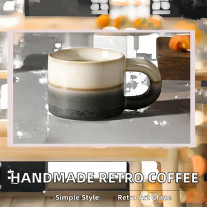 Tasses à café en porcelaine écologiques, artisanales, style rétro, effet de glaçure de four, style minimaliste scandinave, cadeaux d'affaires, bureau, maison - Product Image 2