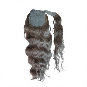 Extension de queue de cheval en cheveux humains vierges Remy, ondulation naturelle, à enrouler, pointes pleines, cheveux chinois - Product Image 1