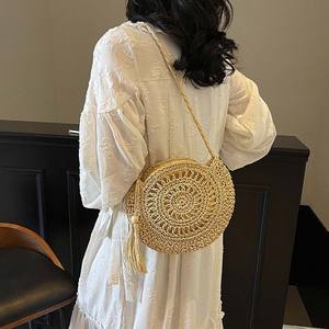 Nouveauté <span class=keywords><strong>Sac</strong></span> bandoulière en polyester tissé à la main - <span class=keywords><strong>Sac</strong></span> fourre-tout décontracté pour femme avec fermeture éclair pour les vacances à la plage - Product Image 1