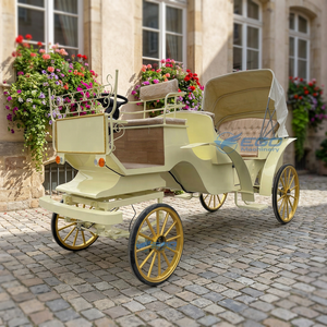 Calèche électrique jaune, calèche à chevaux, chariot royal électrique à 4 roues en acier pour mariage - Product Image 1