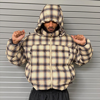 Vêtements d'hiver, vestes chaudes à carreaux, manteau épais surdimensionné, fermeture éclair extérieure, vestes matelassées à bulles, vestes matelassées personnalisées imprimées pour hommes