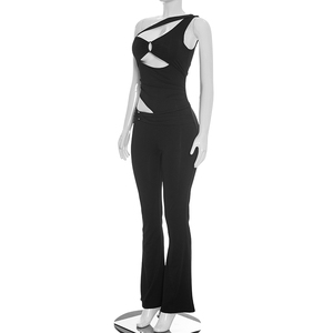 Viviblook D26JP178 - Mono de Verano para Mujer, Sexy, sin Mangas, Color Sólido, Hombros Descubiertos, con Aberturas, para Fiesta, Casual - Product Image 4