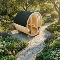 Kabin Sauna Kayu Taman Luar Ruangan, Sauna Tong Uap Tradisional untuk 2-4 Orang