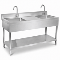 Fregadero de Cocina Industrial de Acero Inoxidable de Doble Cubeta Grande de Calidad Premium 201 304 para Panadería