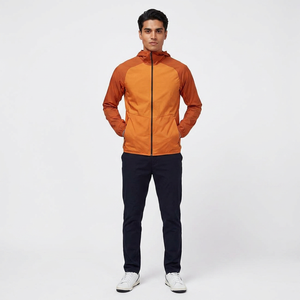 Autumn Men's Vintage Custom Logo Windproof <b>Canvas</b> Stand Collar Front Logo Zip-Up Hooded Outdoor <b>Work</b> Windbreaker <b>Jacket</b> - Product Image 1