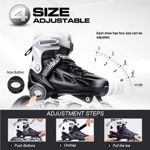 Pattini in Linea Personalizzati Regolabili con 4 Ruote Luminose in Super Offerta, Stivaletto Rigido Resistente, <span class=keywords><strong>Scarpe</strong></span> da Free Skate - Product Image 4