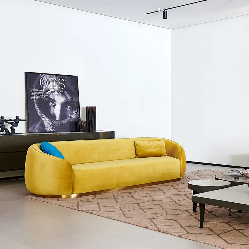 Amarillo muebles nórdicos mejor sofá de terciopelo salón sofá