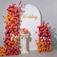 Vente en gros : Arche de gâteau de mariage, roses en soie roses, guirlande d'hortensias, fleurs artificielles pour Noël, décoration de Noël