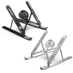 Laptop Stand <strong>Riser</strong> with Cooling Fan Foldable Portable Ergonomic Desktop Notebook Stand Adjustable Aluminum 7 Levels Height OEM - Product Image 1