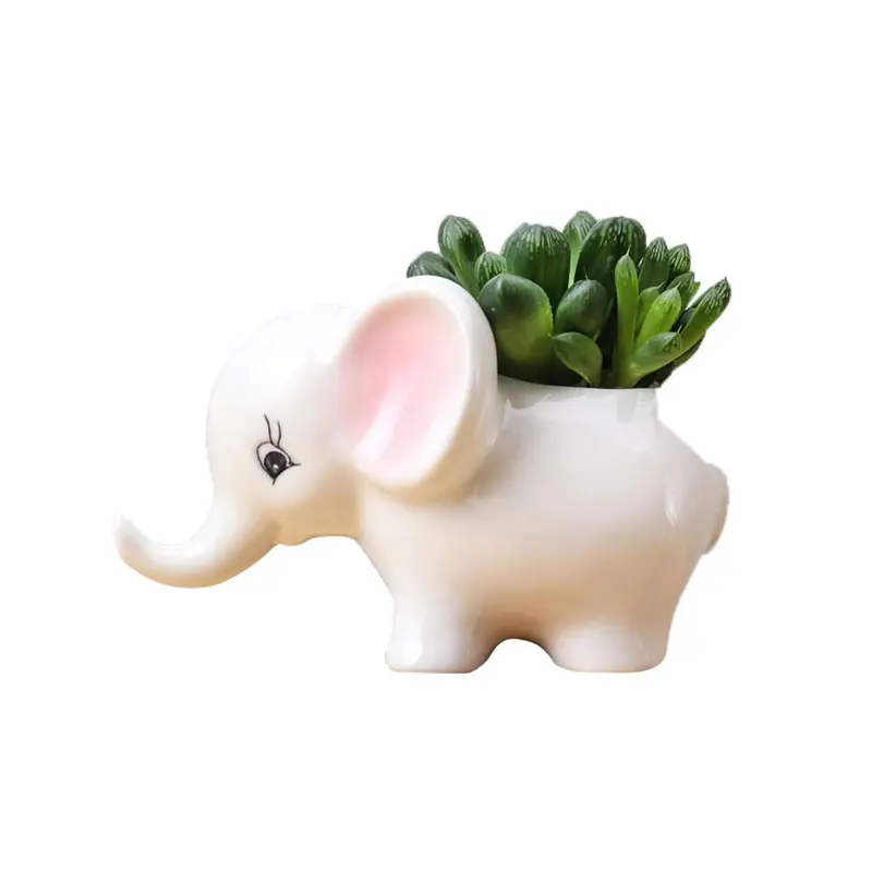 Elephant Shape Flower Plant Stand for Desk Table, Indoor Outdoor Cactus Plant Pots Containers Home Garden Office Decoration