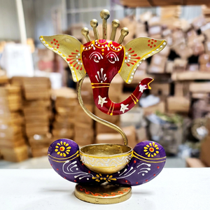 Porte-bougie en métal violet et or, support pour bougie chauffe-plat, lampe de table décorative, décoration d'intérieur, cadeau porte-bougie - Product Image 2