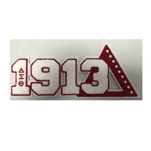 Wholesale Customized sorority delta 1913 chenille embroidery iron on patch chenille heat patches for clothing