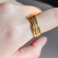 3-teiliges Set Zierliche Schlichte Ringe aus Edelstahl 18K Vergoldet Knöchelringe für Damen Wasserfeste Minimalistische Goldringe Großhandel