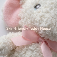 Peluche Éléphant Blanc Brodé Personnalisé en Gros, Rembourrage Coton PP, Nœud Rose en Maille, Doudou Doux en Polaire, Animal en Peluche