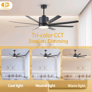 Factory Direct 60/72-Zoll 8 Flügel Lüfter Kronleuchter LED-Licht 18W Europäisches Design Eisen Lampen körper Fernbedienung Decken ventilator Licht - Product Image 3
