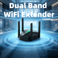 Peralatan WiFi High Gain AC1200Mbps Wifi Extender Router Relay Dual Band Mini Wifi Repeater untuk Apartemen dan Gedung