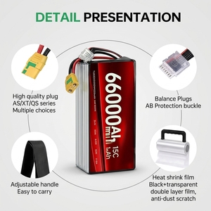 Batterie lithium-ion rechargeable <span class=keywords><strong>à</strong></span> haute densité énergétique, grande capacité 66000 mAh 6S/12S, décharge rapide 15C, <span class=keywords><strong>prix</strong></span> abordable, pour drones et UAV - Product Image 2
