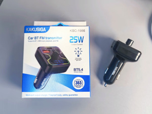 Émetteur FM pour voiture multi-ports KAKUSIGA, BT5.4, lumière RVB + écran LED, charge rapide et lecture audio <span class=keywords><strong>via</strong></span> BT/<span class=keywords><strong>USB</strong></span>/TF - Product Image 2